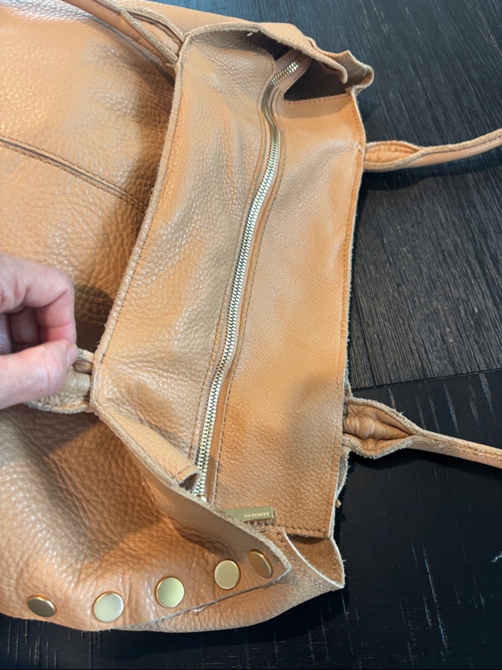 Hammitt Pebbled Leather Tote in Tan with Gold Studs - Picture 11 of 16